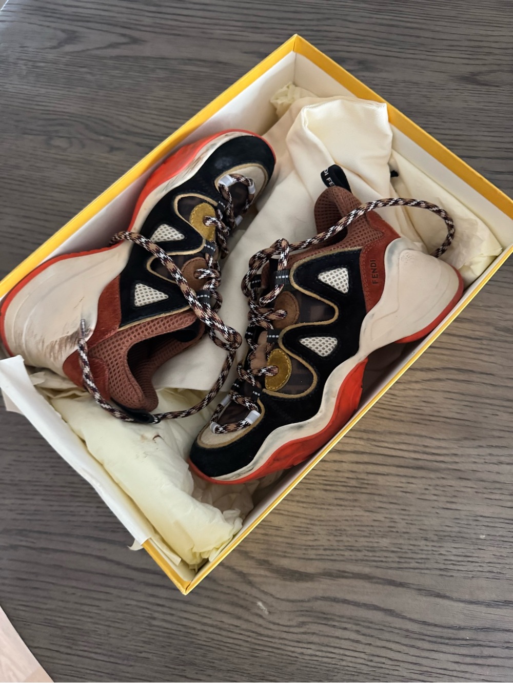 Fendi Yellow and White Shoe Box with Label